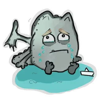 😭 f7827d45 traurig, weinend, Drache, Papierboot, Träne, Monster, süß telegram sticker