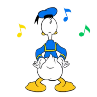 🎼 1fef235a Donald Duck cartoon, animated, disney, donald duck, character, music whatsapp sticker