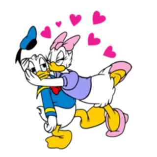 😘 40a613b2 Donald Duck cartoon, disney, love, hearts, daisy duck whatsapp sticker