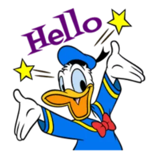 😌 5113219d Donald Duck Hello donald duck, cartoon, disney, greeting, hello whatsapp sticker