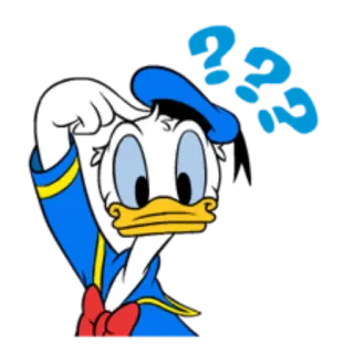 ❔ b66822ab Donald Duck donald duck, disney, question, cartoon, character, thinking, confused whatsapp sticker