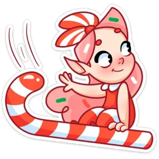 ☺️ 69f69e38 キャンディケイン, エルフ, クリスマス, ホリデー, お祝い, かわいい telegram sticker