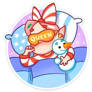 😴 7234ea9d QUEEN 漫画, 睡眠, 女王, エルフ, 雪だるま, 就寝時間, 可愛い telegram sticker