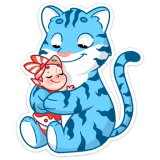 🤗 bc5f49a9 猫, 虎, マンガ, かわいい, 動物, ペット, キャンディ, ハグ telegram sticker