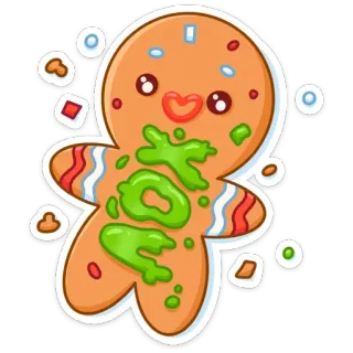 🤦‍♀️ d4899d11 JOY ジンジャーブレッドマン, クリスマス, ホリデー, 喜び, クッキー, 甘い, かわいい telegram sticker