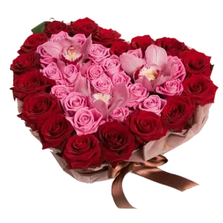 ❤️ 41e6aca8 flowers, roses, heart, floral arrangement, love, romance, pink, red telegram sticker
