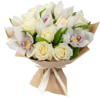 🌸 7a9a79e9 flowers, bouquet, roses, orchids, white, floral arrangement, gift telegram sticker