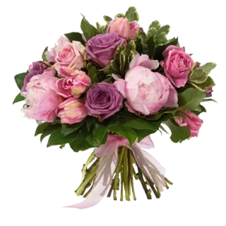 💐 f3bed072 bouquet, flowers, roses, peonies, floral arrangement, gift, pink, purple telegram sticker