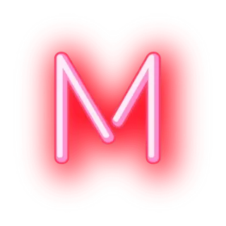 ▪ c781c0c7 M Chữ M, Chữ đầu, Bảng chữ cái, Đỏ, Phát sáng, Neon telegram sticker