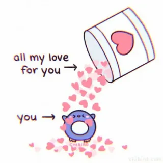 🌿 12b31a18 all my love
for you
you amor, corações, fofo, kawaii, donut, pinguim, Dia dos Namorados, doce telegram sticker