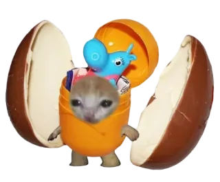 🥥 66657468 Überraschungsei, Katze, Spielzeug, Überraschungsei, Tier, Schokolade, lustig telegram sticker