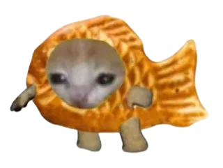 🐟 d129e767 Katze, traurig, Fisch, Taiyaki, Meme, Tier telegram sticker