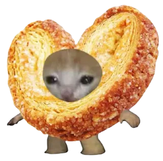 🥨 f6f25101 Katze, traurige Katze, Keks, Herz, Gebäck, lustig, Meme, Tier telegram sticker