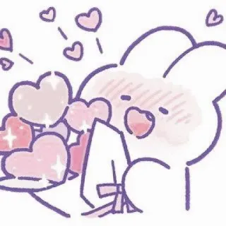 💗 529ca291 słodki, królik, serca, miłość, kawaii, zwierzę telegram sticker