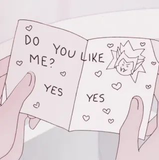 💗 ae3861cc DO YOU LIKE ME? YES YES liścik miłosny, walentynki, serca, słodkie, ilustracja, bazgroły telegram sticker