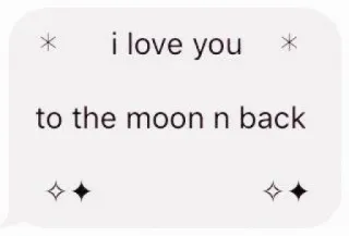 💗 f8967459 i love you
to the moon n back miłość, księżyc, gwiazdy, romantyczny, uczucie, wiadomość telegram sticker