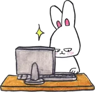 🤓 1b5cdab8 กระต่าย, คอมพิวเตอร์, สัตว์, คาวาอิ, สติกเกอร์, การ์ตูน, น่ารัก telegram sticker