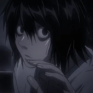 😐 72ae29e9 L Lawliet Death Note Anime, L, Death Note, Detektyw, Postać telegram sticker