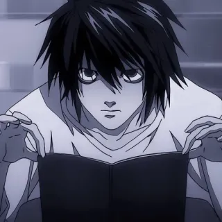 😠 997efc99 L Lawliet Death Note Anime, Death Note, L, L Lawliet, Detektyw, Inteligentny, Czytanie telegram sticker