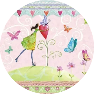 😤 ea222283 menina, borboleta, corações, amor, primavera, caprichoso, fofo whatsapp sticker