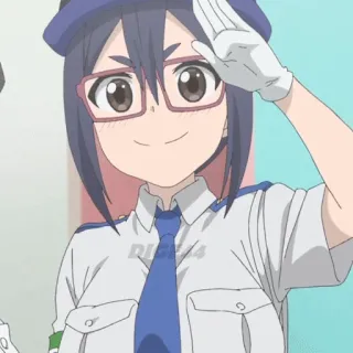 🫡 24070e9f RIC6/4 anime, girl, police, officer, salute, glasses, uniform telegram sticker