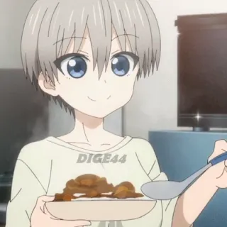 🍝 283c2604 DIGE44 anime, girl, food, character, cartoon, smiling telegram sticker