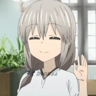 🖖 c8d561bf anime, girl, cute, smiling, waving telegram sticker