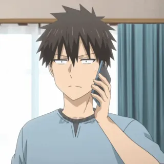 📞 ebba8059 anime, manga, character, man, serious, phone call telegram sticker