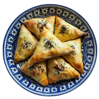 🍽 41b0b410 萨姆萨, 食物, 糕点, 亚洲美食, 乌兹别克菜, 三角形, 烘焙 telegram sticker