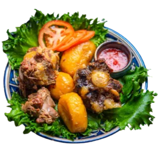 🍽 74b0eda3 食物, 肉, 盘子, 蔬菜, 土豆, 番茄 telegram sticker