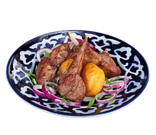 🍽 a2f308cb 羊肉, 肉, 食物, 盘子, 洋葱, 土豆 telegram sticker