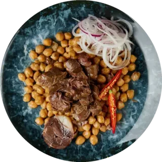 🍽 ef73c29e 鹰嘴豆, 肉, 洋葱, 食物, 菜肴 telegram sticker