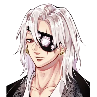 💎 33199b7c Anime, Karakter, Rambut Putih, Penutup Mata, Pria, Anting telegram sticker