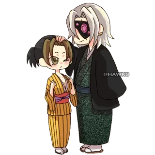 💎 35fa77ee @HAWKS Anime, Seni, Kartun, Yukata, Pasangan telegram sticker