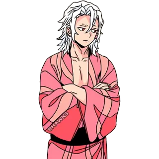💎 3a029401 @HAWKS Anime, Karakter, Merah muda, Yukata, Rambut putih telegram sticker