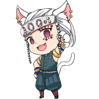 💎 47e3f44c Tengen Uzui Demon Slayer Anime, Manga, Chibi, Uzui, Tengen, Demon Slayer, Telinga kucing telegram sticker