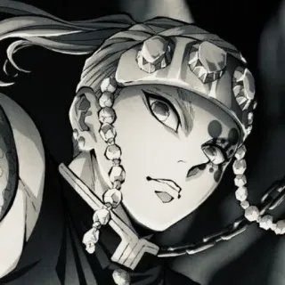 🌌 285be374 Tengen Uzui Demon Slayer Anime, Manga, Tengen Uzui, Demon Slayer, Karakter, Hitam putih telegram sticker