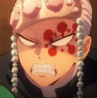 😡 d3aaf0cf Tengen Uzui Demon Slayer 动漫, 鬼灭之刃, 宇髄天元, 柱, 血, 愤怒 telegram sticker