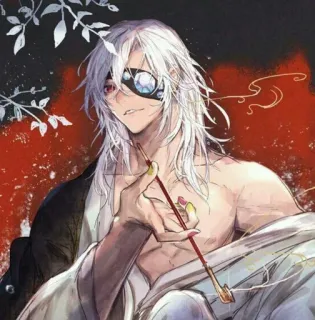 ✨ 057c3d46 Anime, Białe włosy, Mężczyzna, Postać, Portret, Blizna telegram sticker