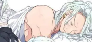 ✨ f0c9d604 anime, śpiący, białe włosy, męski, portret telegram sticker