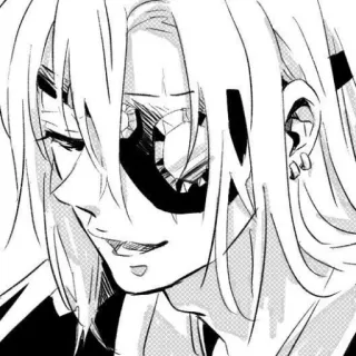 🪄 67e5f94f Anime, Manga, Karakter, Hitam putih, Potret, Bermata satu whatsapp sticker