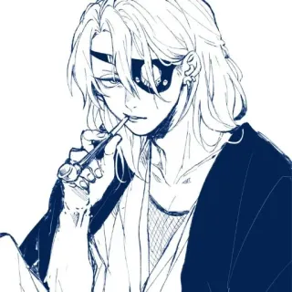 🪄 bdf31f37 Anime, Manga, Merokok, Penutup mata, Sketsa, Gambar whatsapp sticker