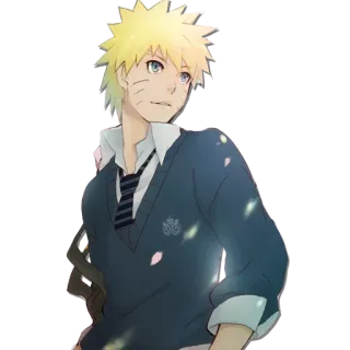 😊 9c05e060 Naruto Uzumaki Naruto Anime, Manga, Charakter, Schuluniform, blond, blaue Augen, Cartoon telegram sticker
