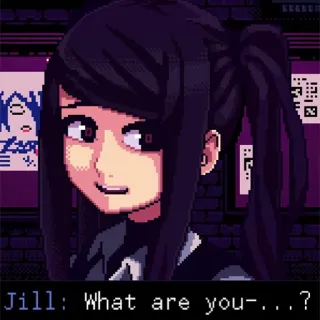 ❓ 16b81fee Jill Jill: What are you...? Pixel art, Anime, Jeu vidéo, Fille, Question telegram sticker