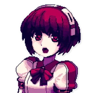 ❤ 61a38e9d animé, fille, pixel art, mignon, cheveux roux telegram sticker