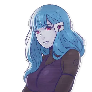 😀 a8046982 Anime, Fille, cheveux bleus, Cyborg telegram sticker