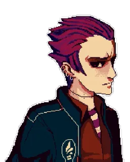 😕 1e6e99af ピクセルアート, ポートレイト, エモ, パンク, ピアス, 不機嫌 telegram sticker