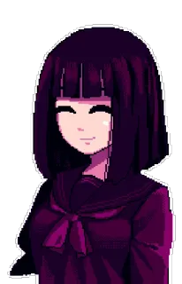 🙃 6a8d8254 アニメ, 女の子, 笑顔, ピクセルアート, 紫 telegram sticker