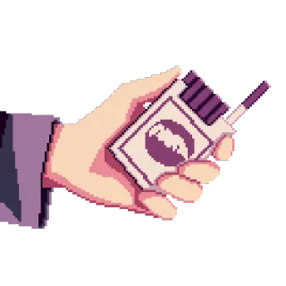 🚬 3d1c4f49 sigaretta, fumo, pixel art, mano, tabacco, pacchetto whatsapp sticker