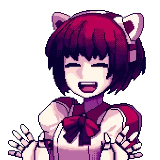 🤗 c3e64893 ragazza anime, orecchie da gatto, pixel art, sorridente, kawaii, carino, cartone animato, anime whatsapp sticker
